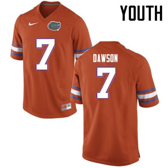 Youth Florida Gators #7 Duke Dawson NCAA Nike Orange Authentic Stitched College Football Jersey KOR8562MV